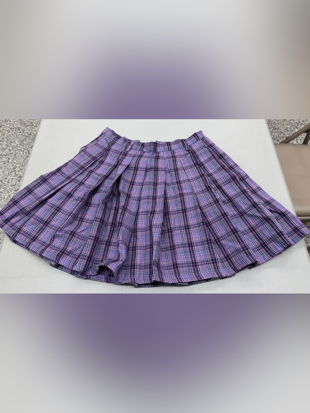 Hot Topic Fashion Trendy Purple Plaid Pleated Mini Skirt